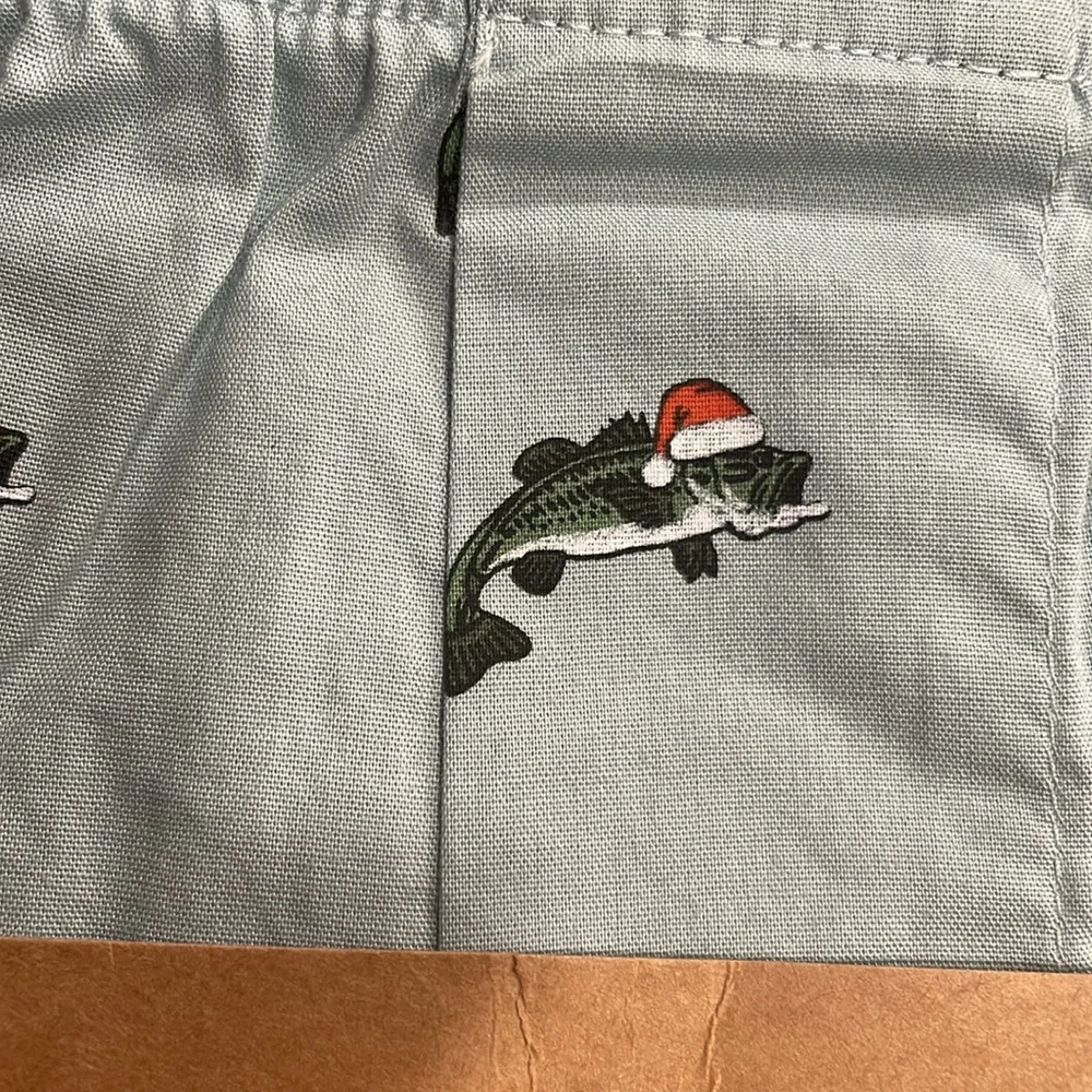 J. Crew Boxer Shorts Fish wearing Santa Hat Cotton Mens XL
